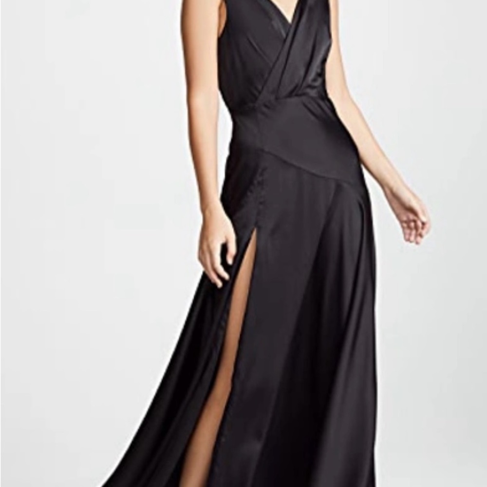 Fame and Partners Black Satin Maxi Dress beautiful evening gown